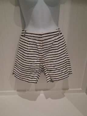J. Crew Black & White Striped Zip-Front Shorts